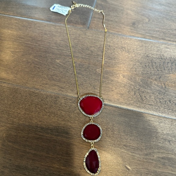 Jewelry - Statement Necklace- wine colored stones with rhinestones